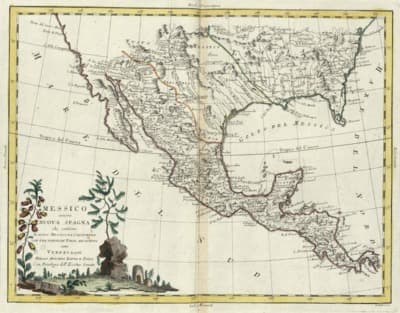 Historical map of Mexico and surrounding territories